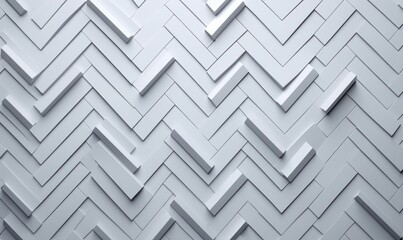 3D Tiles arranged to create a Polished wall. Futuristic, White Background formed from Herringbone blocks. 3D Render, Generative AI