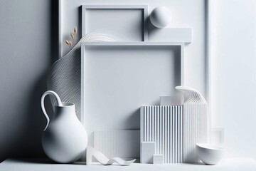 Fototapeta na wymiar Graphical Purity: Modern White Paper Geometry in Photorealistic Detail wallpaper style