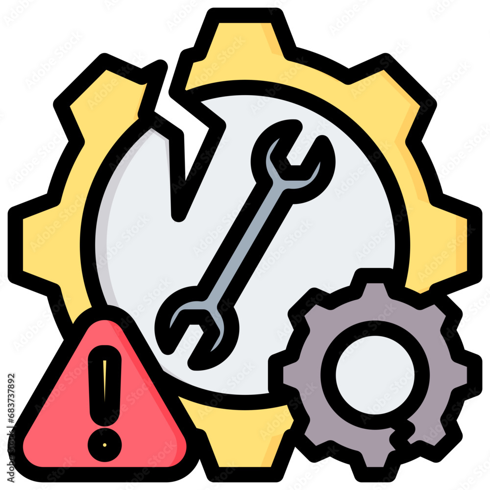 Poster technical failure outline color icon