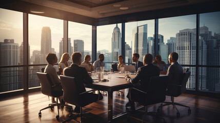 Team of male business people having a meeting in an office 