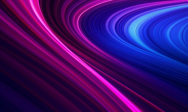Purple, Blue and Pink Colored Curves form Colorful Neon Lines Tunnel. 3D Render, Generative AI © Colorful Graphics