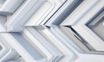 White, Tech Background with a Geometric 3D Structure. Clean, Stepped design with Extruded Futuristic Forms. 3D Render, Generative AI