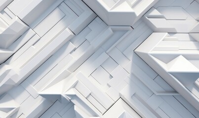 White, Tech Background with a Geometric 3D Structure. Clean, Stepped design with Extruded Futuristic Forms. 3D Render, Generative AI