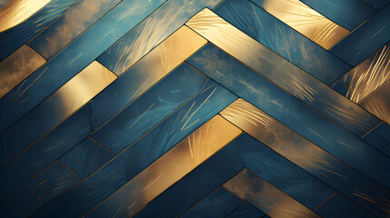 Retro geometric background. Gold and blue color texture wallpaper. Web digital header. Generative ai.