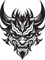 Satanic Oni Mask: Angry Tribal Demon Head in Black