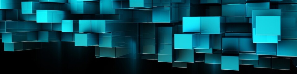 Turquoise and Aqua, Modern Tech Banner. 3D Render, Generative AI
