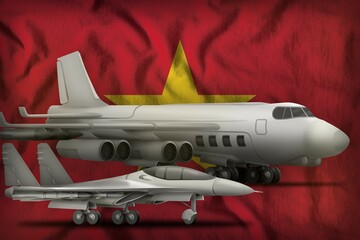 Vietnam air forces concept on the state flag background. 3d Illustration