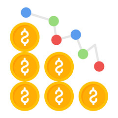 Income Loss Flat Multicolor Icon
