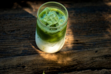 Matcha Iced Latte with Whipped Green Tea and Milk