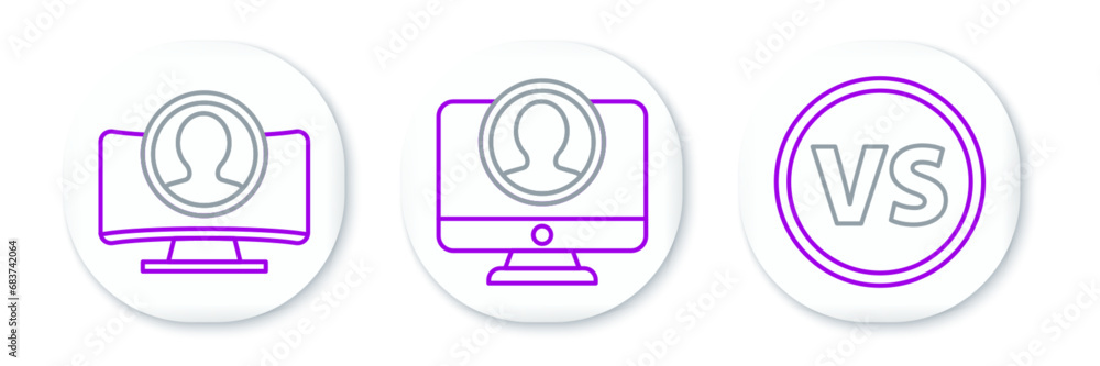 Poster set line vs versus battle, create account screen and icon. vector