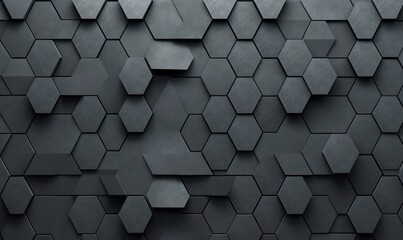 Hexagonal Tiles arranged to create a Futuristic wall. Semigloss, 3D Background formed from Concrete blocks. 3D Render, Generative AI