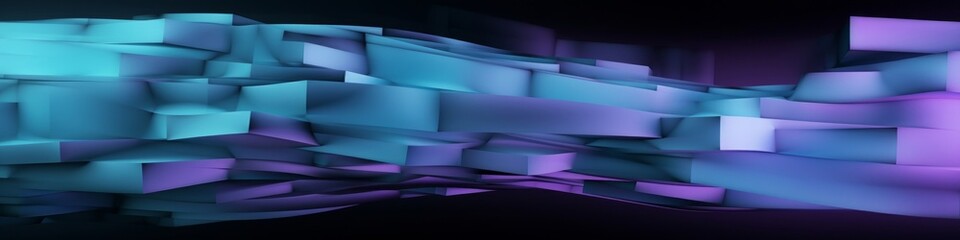Purple and Aqua, Innovative Tech Banner. 3D Render, Generative AI