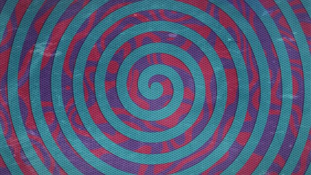 Comic background with rotating stripes and dots in blue, purple and red, psychedelic, graphic, anime and cartoon background