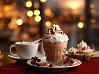 christmas coffee, dessert, christmas atmosphere, new year