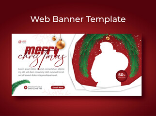 mary christmas facebook cover banner design template