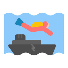 Obraz premium Wreck Diving Flat Multicolor Icon