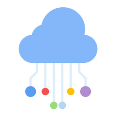 Cloud Computing Flat Multicolor Icon