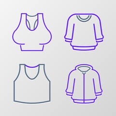 Set line Hoodie, Undershirt, Sweater and icon. Vector