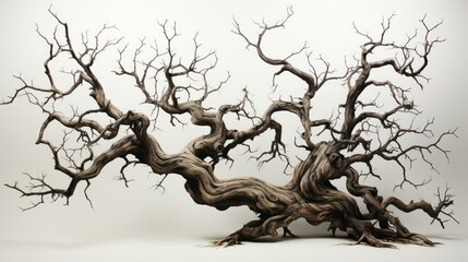 tree with roots on white background