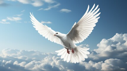 white dove flying in the sky - obrazy, fototapety, plakaty
