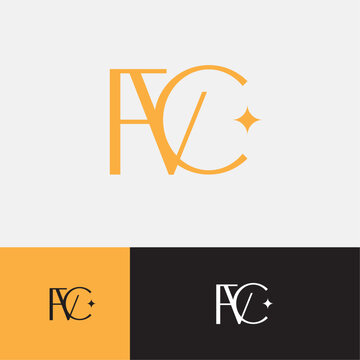 abstract luxury monogram logo FVC with spark  for fashion and beauty company