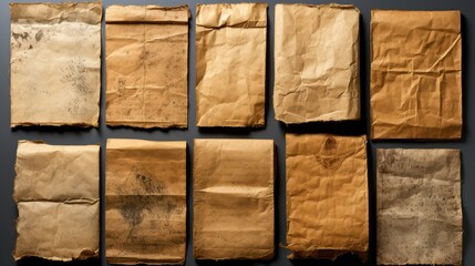 old papers on black background
