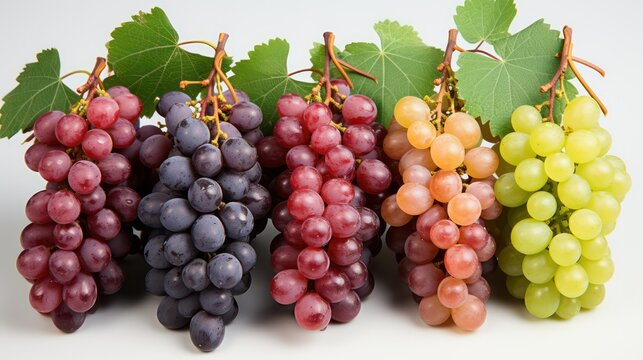 red and green grapes on white background