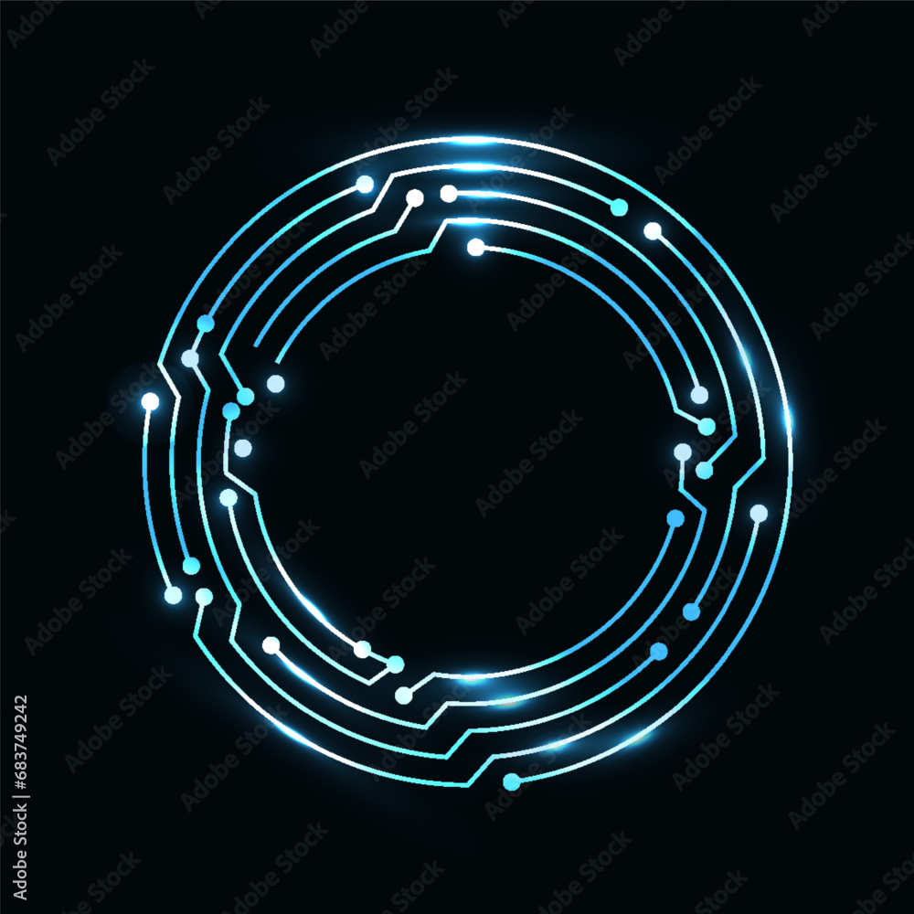 Aufkleber circuit board circle frame. abstract digital round frame, hardware board and electronic motherboard 