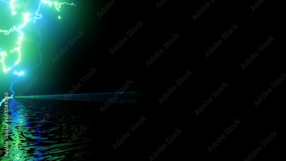 Aufkleber neon design form blue green pattern of lighting. 4k video with various neon elements and a reflectin