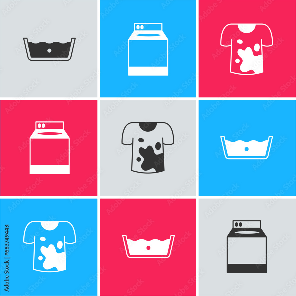 Wall mural set temperature wash, washer and dirty t-shirt icon. vector