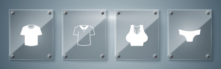 Set Men underpants, Undershirt, Shirt and T-shirt. Square glass panels. Vector