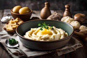 Creamy mashed potatoes with a dollop of butter. 