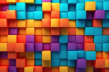 Multi-color cube 3D background. Created with Ai