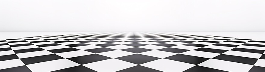a checkerboard of black and white checkerboards flattened perspective whimsical minimalism clear edges