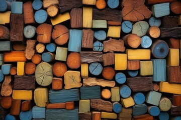 Un tas de vieux bois sur un mur