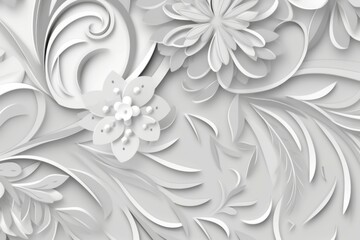 Fond blanc motifs floraux