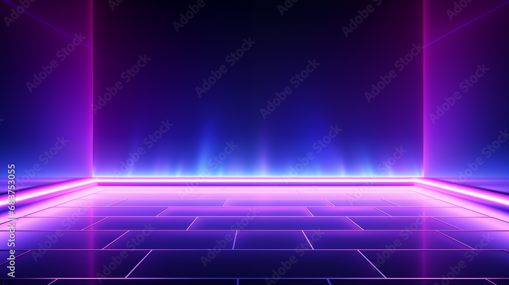 Aufkleber empty dark abstract background. background of empty show scene. glow of sci-fi neon lights and neon 