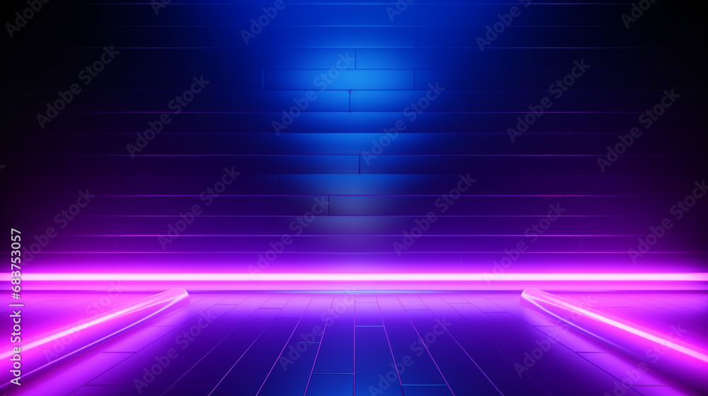 Poster empty dark abstract background. background of empty show scene. glow of sci-fi neon lights and neon 