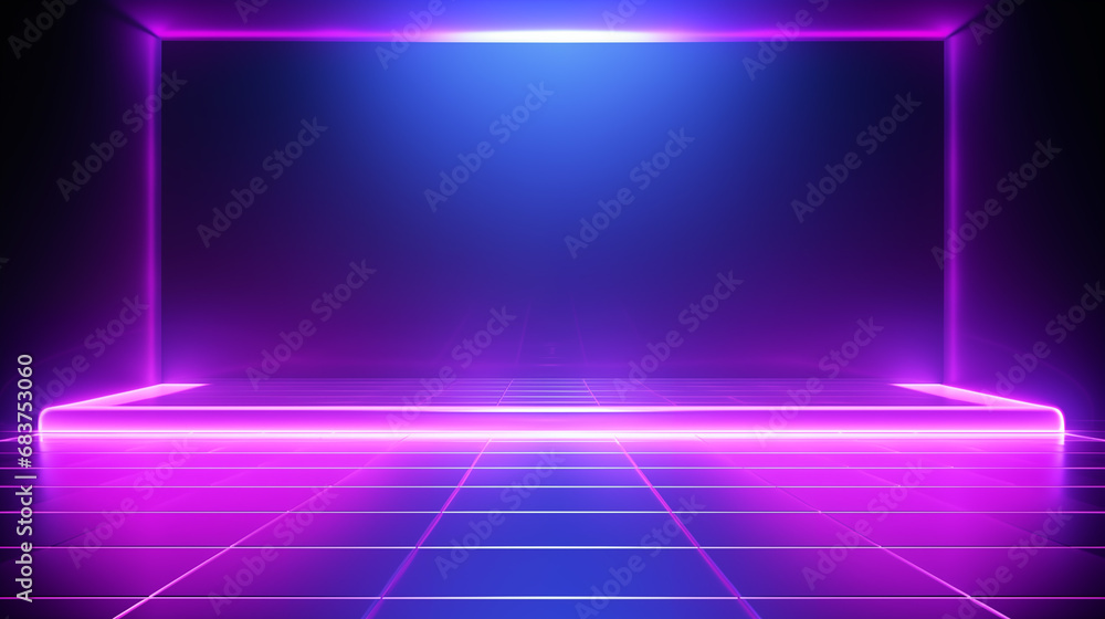 Aufkleber empty dark abstract background. background of empty show scene. glow of sci-fi neon lights and neon 