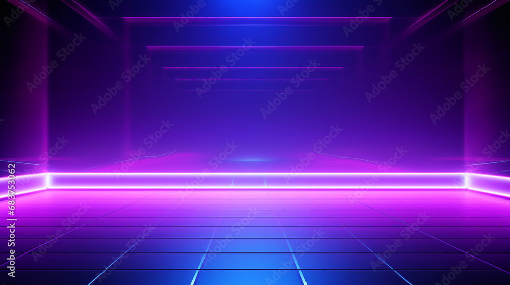 Poster empty dark abstract background. background of empty show scene. glow of sci-fi neon lights and neon 