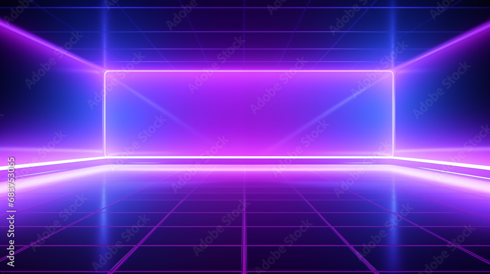 Poster empty dark abstract background. background of empty show scene. glow of sci-fi neon lights and neon 