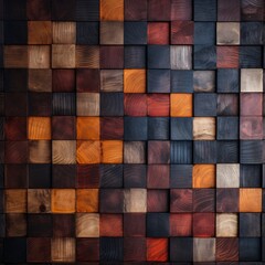 contrast of tones colorful geometric patterns aerial view of a wooden checkered panel