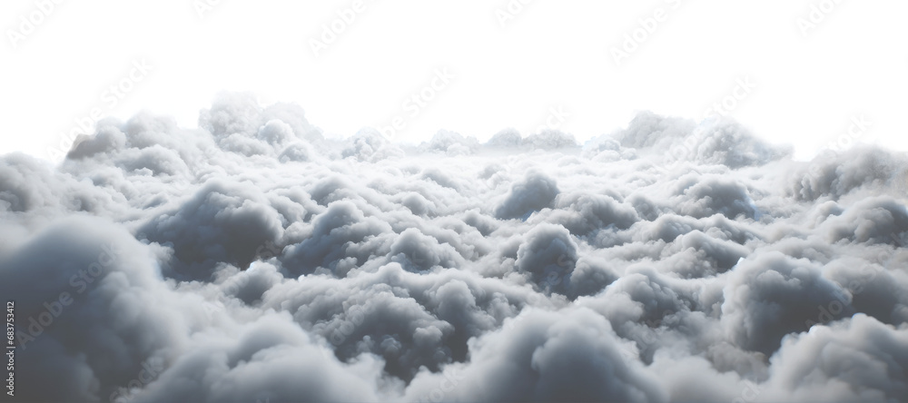 Poster White clouds texture spreading on a transparent background. Generative AI