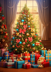 Fototapeta na wymiar Christmas Tree with Gifts.