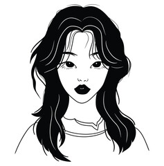 Discover timeless elegance in this captivating black-and-white illustration of a woman. With striking details and subtle contrasts, this art piece exudes grace, strength, and poise.