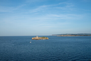 View of Mouro Island from Santander on the coast of the Cantabrian Sea