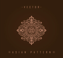 Square Traditional Asian Floral Vector Pattern