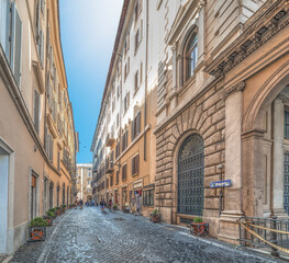 Beautiful street in downtown Rome