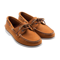 angled view of Suede Boat shoes isolated on a white transparent background 