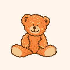 Teddy Bear hand drawing cartoon style, cute and funny vector image